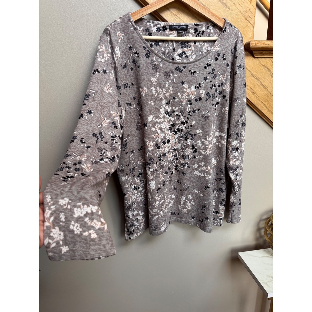Mario Serrani Italy Women's XL Floral Long Sleeve‎ Top Artsy Office Lightweight